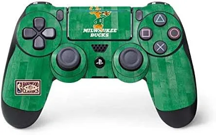 Vista 5 de Skinit Calcomanía para juegos compatible con PS4 Pro/Slim Controller, con licencia oficial de la NBA Milwaukee Bucks Animal Print Black Design