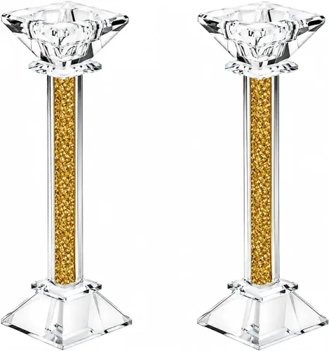 Vista 9 de Juego de candelabros de cristal de 2 a 5.3 pulgadas de alto, centro de mesa ultra elegante y moderno, decoración del hogar Transparente