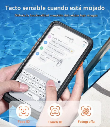 Vista 5 de Funda submarina para esnórquel, [IP68 resistente al agua] [pantalla táctil inflada sensible] [botones precisos], solo para iPhone 16, 15/15 Pro