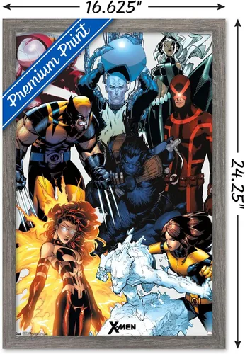 Vista 3 de Trends International Marvel Comics - The X-Men - Collage Wall Poster, 14.725" x 22.375", Barnwood Framed Version Versión enmarcada Barnwood