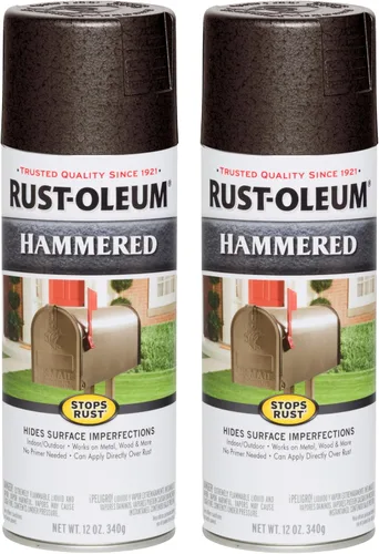 Vista 24 de Rust-Oleum 7215830 – Pintura en aerosol con efecto martillado para prevención del óxido, 12 oz (340 g), color negro