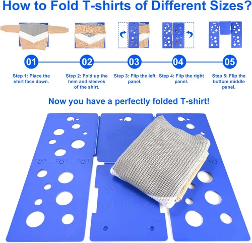 Vista 4 de BoxLegend V5 - Carpeta plegable para camisas, carpeta de ropa, fácil y rápido de plegar, asistente de lavandería para carpetas de lavandería Azul