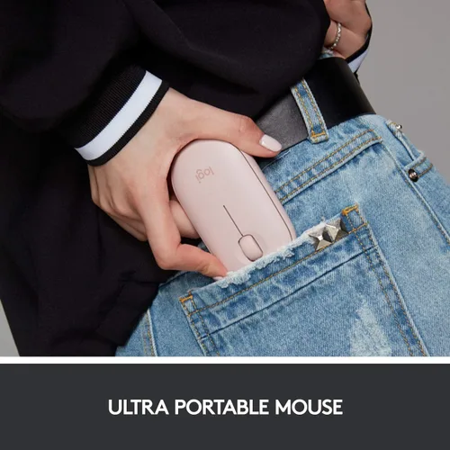 Vista 5 de Logitech Pebble M350 - Mouse inalámbrico con Bluetooth o USB, silencioso y delgado con clic silencioso para iPad, laptop, laptop, PC y Mac, rosa