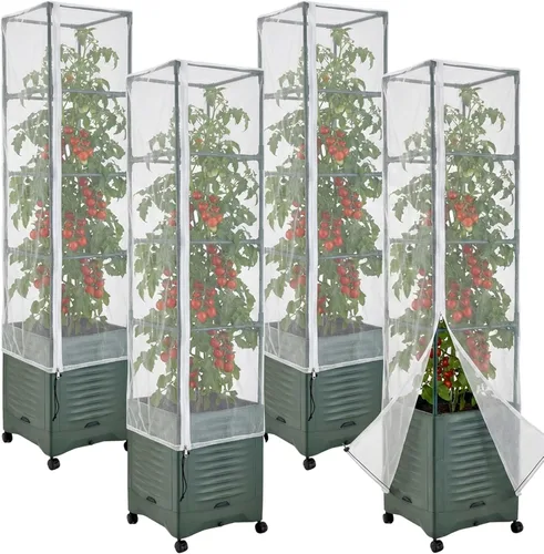 Vista 8 de 2 piezas de red para pájaros de jardín para jaula cuadrada de tomate, 59 x 17.7 pulgadas, barrera de insectos y pájaros, red de jaula de tomate
