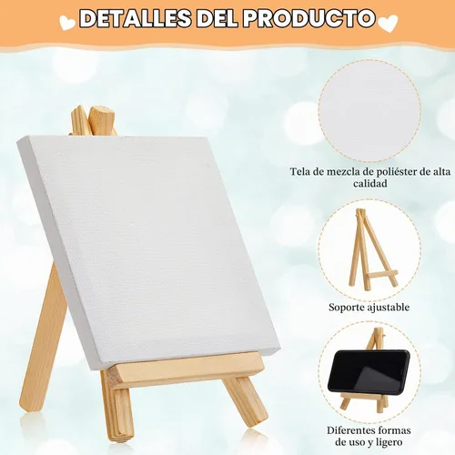 Vista 3 de Mimorou Paquete de 32 mini lienzos con caballete para pintar madera, 2.4 x