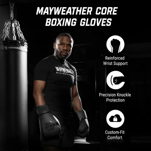 Vista 2 de Mayweather Core - Guantes de boxeo para hombres y mujeres, guantes de entrenamiento ligeros y duraderos para boxeo, sparring y trabajo con saco