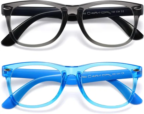 Vista 10 de DYLB Lentes de bloqueo de luz azul para niños y niñas, paquete de 2, anteojos de computadora para niños de 3 a 9 años, antiluz azul y dolor de Negro