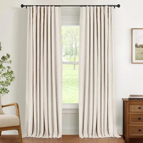 Vista 13 de INOVADAY Cortinas térmicas para puerta corredera 100% opacas para dormitorio, cortinas de puerta corrediza de vidrio extra anchas para patio, lino