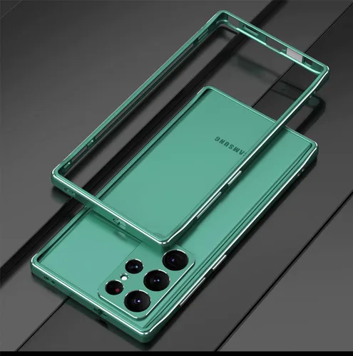 Vista 2 de Funda de metal de doble color compatible con Samsung Galaxy S22 Ultra (6.8 pulgadas), marco de parachoques de aleación de aluminio premium de lujo a