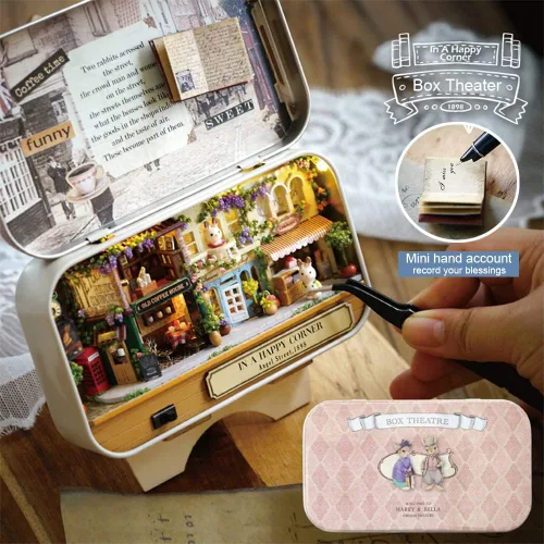 Vista 2 de Spilay - Kit de muebles de madera para casa de muñecas en miniatura, hecho a mano, modelo de mini caja de hierro tipo teatro, escala 1:24, juguetes