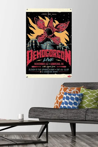 Vista 2 de Netflix Stranger Things - Póster de pared en vivo con chinchetas de Demogorgon