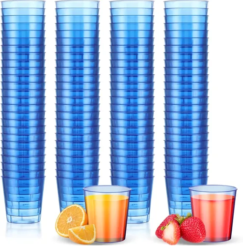 Vista 11 de Tioncy 100 vasos de chupito de plástico neón de 1 oz, vasos de chupito desechables de colores, mini vasos de fiesta para beber para cóctel, whisky