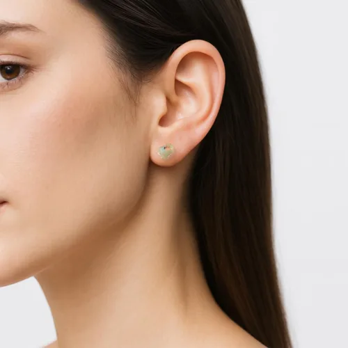 Vista 5 de Pendientes de botón de cristal de piedra natal para mujer y hombre - Plata esterlina