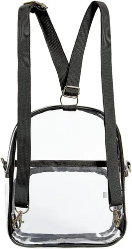 Vista 5 de COVAX Mini mochila transparente, aprobada para estadios, mochila transparente para mujer, para el trabajo, viajes de seguridad, conciertos y eventos
