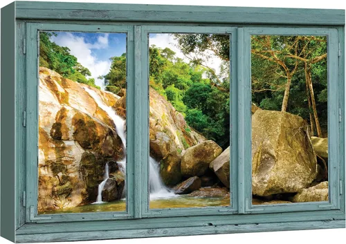 Vista 14 de Cuadro decorativo con diseño de ventana moderna blanca con vista, de la marca Wall26®