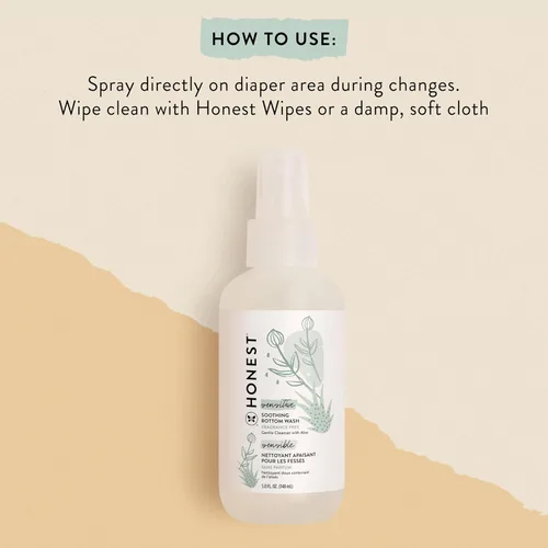 Vista 5 de The Honest Company Paquete de crema en aerosol para la dermatitis del pañal + jabón calmante para la parte inferior del bebé, hipoalergénico
