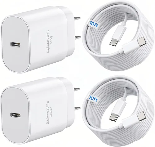 Vista 11 de Galaxy S25 S24 - Bloque de carga USB C de 25 W PD cargador súper rápido con cable tipo C, adaptador de enchufe de pared de 6 pies, carga rápida