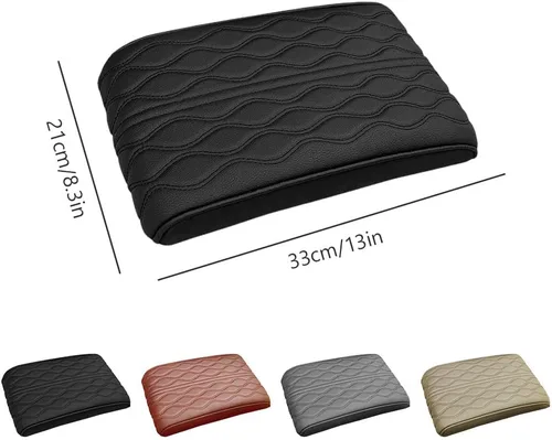 Vista 9 de Almohadilla para reposabrazos de automóvil, cuero/algodón viscoelástico, estilo universal, funda de consola central de automóvil, protector Beige