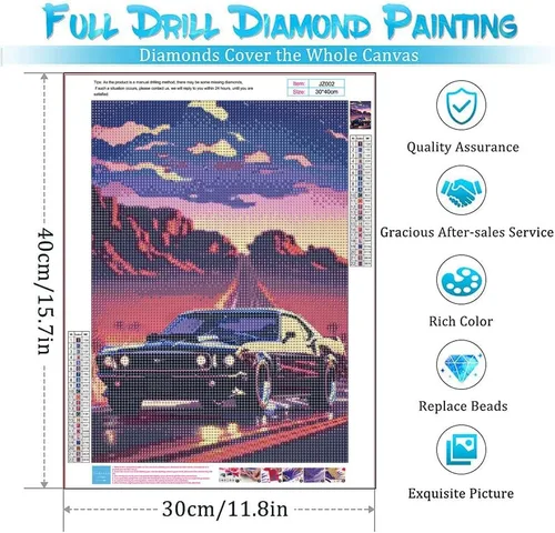Vista 2 de Euibziy Diaomnd Kits de Pintura de Diamantes para Adultos DIY 5D Redondo Taladro Completo Coche Arte de Diamantes Pintura de Diamantes para Adultos