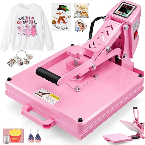 Vista 10 de Whubefy - Máquina de prensa de calor de 15 x 15 con deslizamiento, máquina de prensa de calor digital con concha para impresoras de camisetas