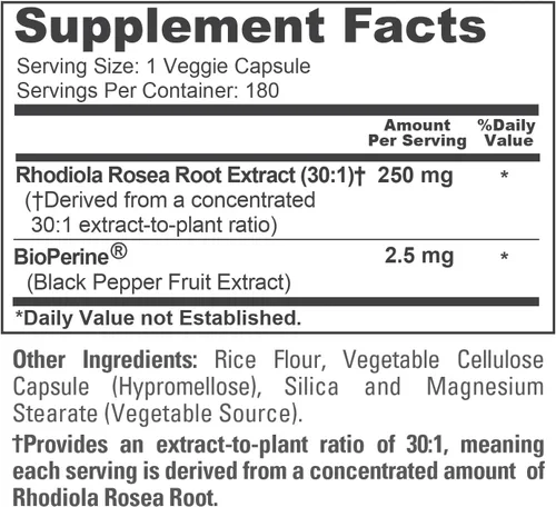 Vista 4 de NusaPure Rhodiola Rosea 7,500 mg 180 cápsulas vegetales (sin OMG, extracto 30:1, vegetariano/vegano y sin gluten) con bioperina