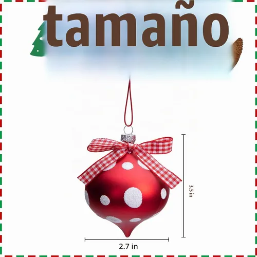 Vista 2 de Sfcddtlg Juego de 12 adornos de caramelo de menta, bolas de caramelo de 3.5 x 2.7 pulgadas, adornos colgantes, bolas de bastón de caramelo
