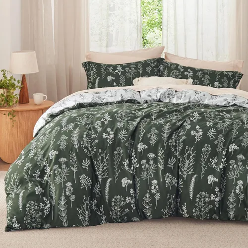 Vista 31 de Bedsure - Juego de edredón floral lindo, juego de ropa de cama tamaño King 04 - Gris claro