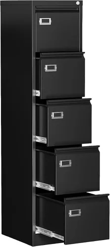 Vista 11 de Archivador móvil con cerradura, 2 cajones, pequeño gabinete rodante para oficina en casa, legal/carta/A4 (negro)