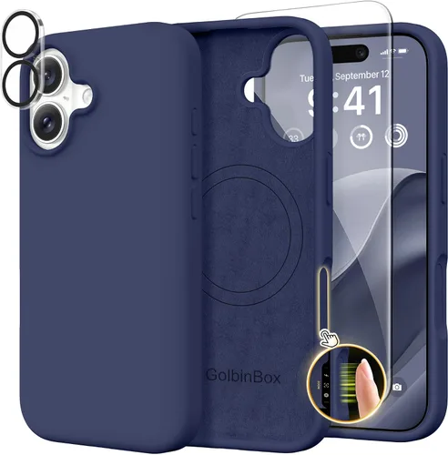 Vista 133 de GolbinBox Funda magnética para iPhone 17, compatible con MagSafe, cubierta de silicona integrada para control de cámara, funda de silicona líquida a