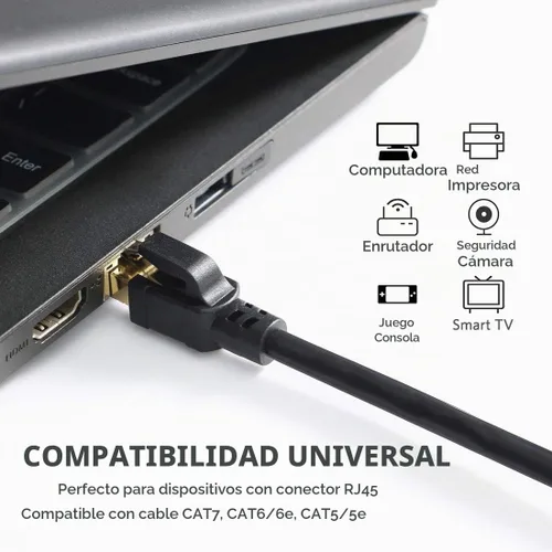 Vista 5 de Cable Ethernet Cat8, cable de conexión de red profesional 40Gbps 2000Mhz S/FTP LAN, cable de Internet de alta velocidad con conector RJ45 chapado