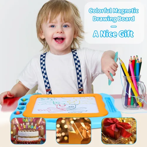 Vista 7 de BABLOCVID - Pizarra magnética para dibujar, juguetes para niños pequeños para niños y niñas, pizarra de garabatos borrable de 15 pulgadas