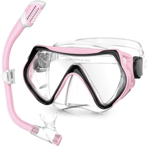 Vista 18 de Snorkeling Gear, Dry Snorkel Set180° Panoramic Wide View,Anti-Fog Scuba Diving Mask, Professional Snorkeling Gear for Free Breathing, Swimming