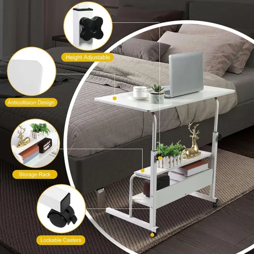 Vista 5 de Mesa Ajustable para Estudiante Computadora Portátil Muebles de Oficina en Casa Espacios Pequeños Sofá Dormitorio Mesita de Noche Escritorio Aprender