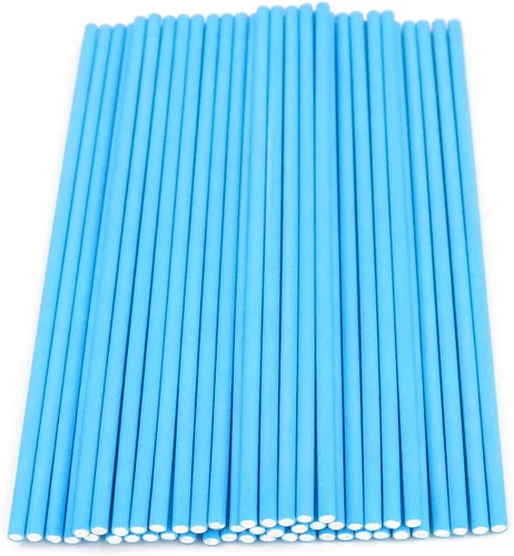 Vista 2 de 100 palitos de papel para paletas de papel, 6 pulgadas por 5/32 pulgadas (azul)