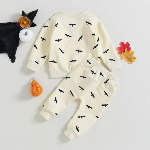Vista 19 de Karwuiio Conjunto de disfraz de Halloween para bebé, sudadera de manga larga y pantalones para otoño