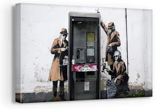 Vista 24 de Banksy Graffiti Street Art Colecciones de lienzos de arte callejero. Listo para colgar. Fabricado en Estados Unidos #FULL2