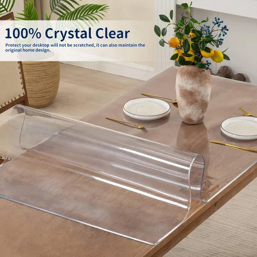 Vista 3 de Protector de mesa transparente de 12 x 24 pulgadas, tapete de escritorio transparente de 2 mm de grosor, cubierta de mesa de plástico, protector