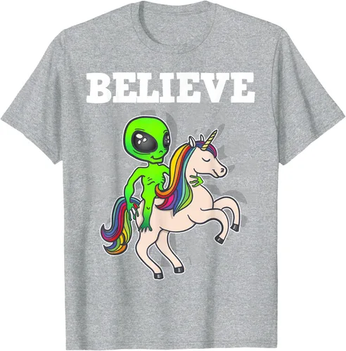 Vista 59 de Believe Space Alien Riding Unicorn - Camiseta de regalo divertida, Negro, S