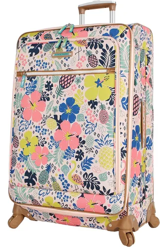 Vista 3 de Lily Bloom Maleta de 3 piezas Softside Spinner Maleta Cabina Rosa Softshell - Juego de equipaje expandible con ruedas giratorias
