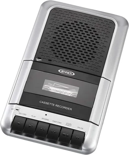 Vista 2 de Jensen MCR-100SB Grabador/reproductor de cassette portátil cuadrado y grabadora de voz con Altavoces y Micrófono integrados y Adaptador