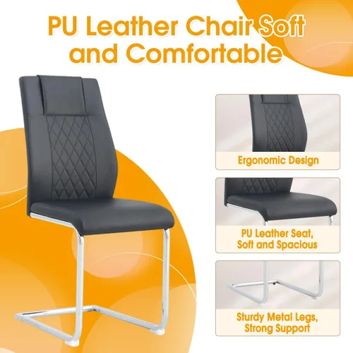 Vista 6 de JUFU Juego de mesa de comedor para 6, 63 pulgadas, juego de mesa de cocina y sillas de mármol sintético gris con 6 sillas de piel sintética, juego