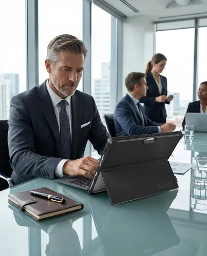 Vista 8 de Surface Pro 11 - Funda compatible con Surface Pro 10/9, funda protectora delgada con soporte para bolígrafo, correa de teclado, soporte multiángulo