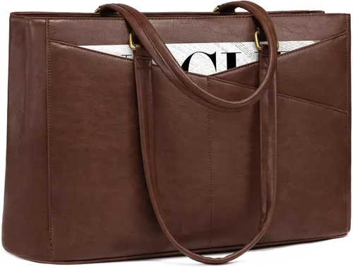 Vista 13 de LOVEVOOK Bolsa para Laptop para Mujeres, Bolsa de Mano para Laptop de 15.6 Pulgadas para Mujeres, Bolsas de Mano de Trabajo de Cuero Vintage