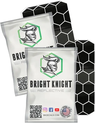 Vista 2 de BRIGHT KNIGHT DECALS Calcomanías reflectantes hexagonales para casco, color negro, paquete de 1, calcomanías para casco de motocicleta, cinta