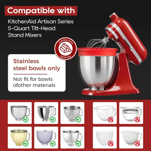 Vista 4 de KitchenAid - Revestimientos de silicona para batidora de pie inclinable de 5 cuartos de galón, cuencos de silicona de grado alimenticio