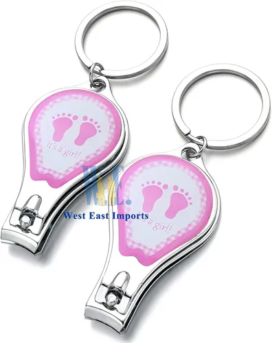 Vista 4 de Baby Shower Pink Girl Llavero Favores (12 piezas) Cortauñas y abrebotellas Regalo de fiesta para invitados