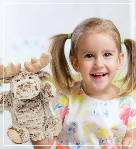 Vista 5 de DolliBu - Marioneta de mano de alce de peluche, súper suave, juguete de alce para niños, marionetas educativas para enseñar animales salvajes