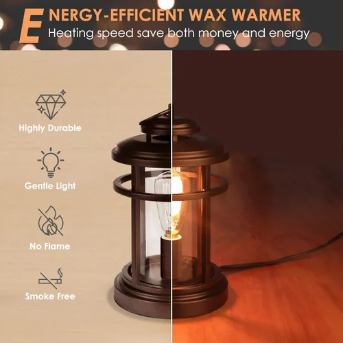 Vista 4 de SALKING - Calentador eléctrico de cera – Calentador de cera de metal para cera perfumada, quemador de cera de vela y calentador de fragancia con 2