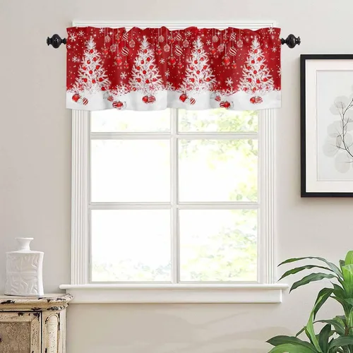 Vista 61 de Cortina de ventana ajustable con lazos para ventana, cenefa de cocina para sala de estar, arte abstracto, sol y arco iris, bolsillo para barra