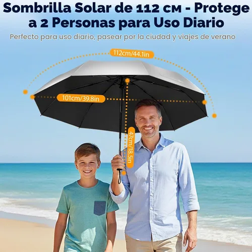 Vista 5 de ZOMAKE Paraguas UV para protección solar, paraguas compacto de viaje de 46